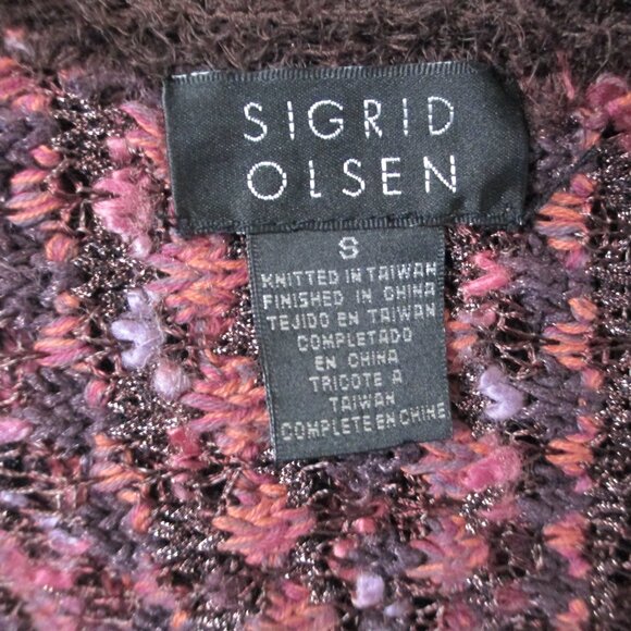 Sigrid Olsen Women's Multicolored Fringe Trimmed Metalic Knit Long Sleeve  Sz S - Picture 8 of 10